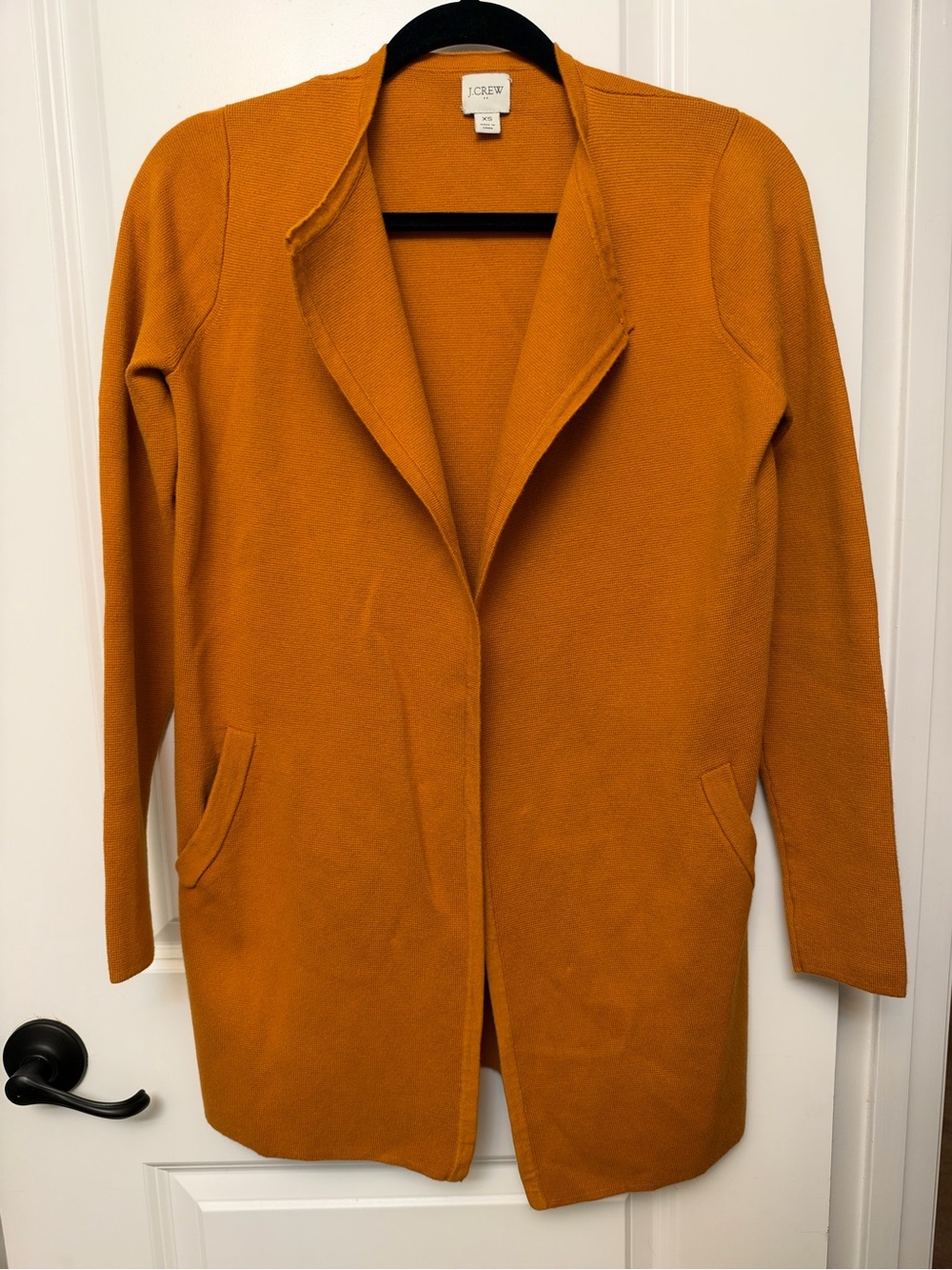 J.Crew Long Open-Front Sweater-Jacket Cardigan Mustard Gold Yellow XS